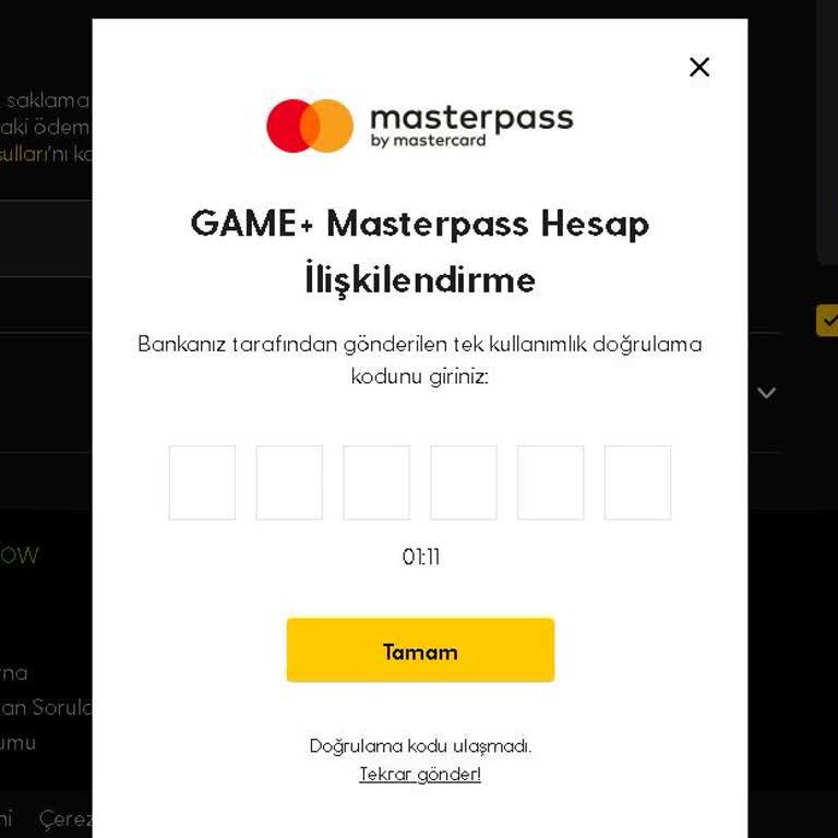 Masterpass Ödeme Sisteminde Doğrulama Kodu Sorunu Nedeniyle Abonelik Tamamlanamıyor