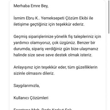 Yemek Sepeti Fatura Talebim Yanıtsız Kaldı