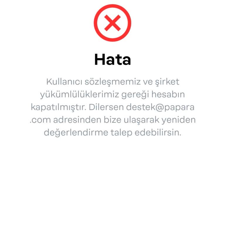 Haksız Yere Kapatılan Papara Hesabımın Açılmasını Talep Ediyorum