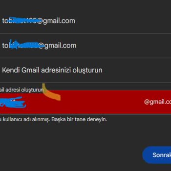 Kanal İsmimle Gmail Hesabı Açamıyorum