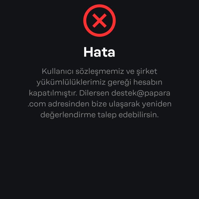 Papara Sebepsiz Hesap Kapatılması Ve Yetersiz Müşteri Desteği Nedeniyle Mağduriyet Yaşıyorum