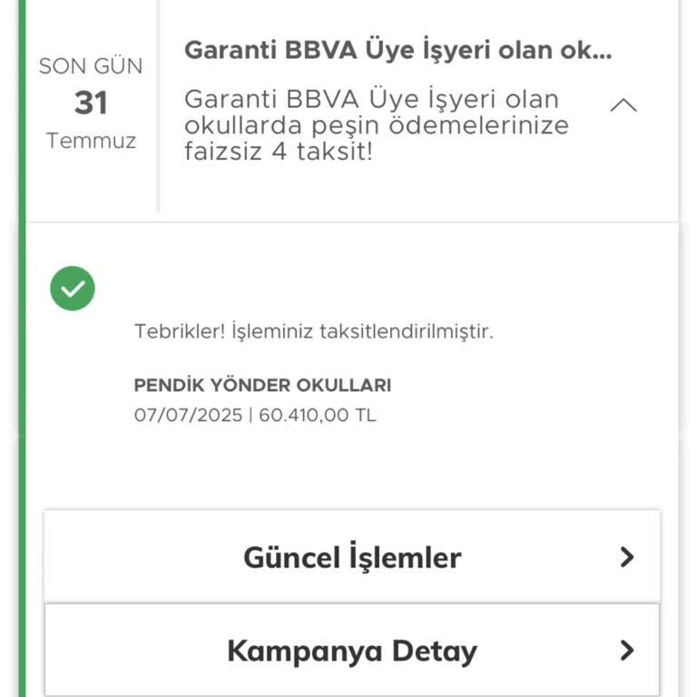 Garanti Bankası Taksitli İşlemim Tek Çekim Olarak Yansıtıldı Bin Pişmanım