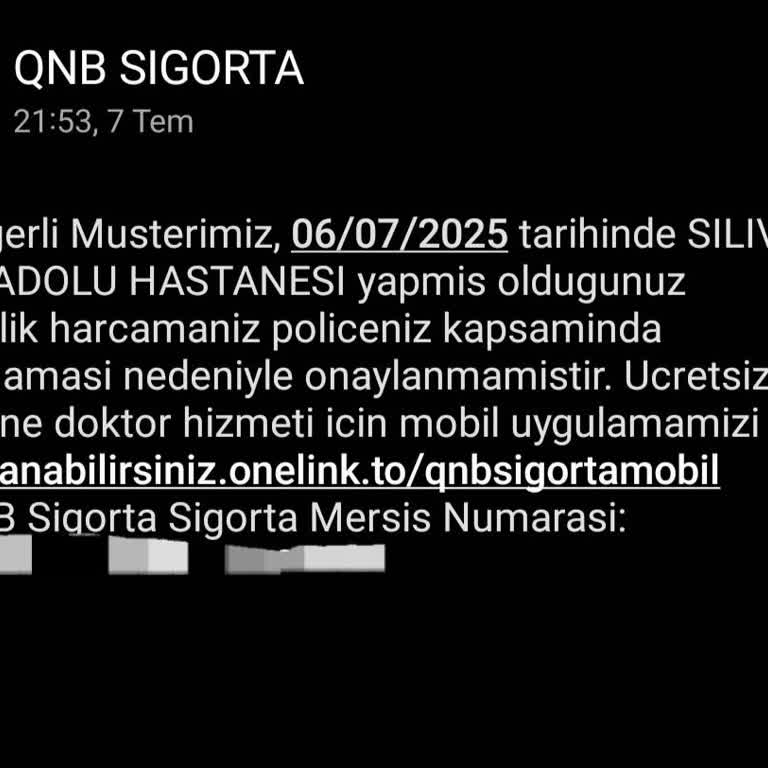 QNB Sigorta Tamamlayıcı Sağlık Sigortası Deniz Kestanesi Yaralanmasını Karşılamadı
