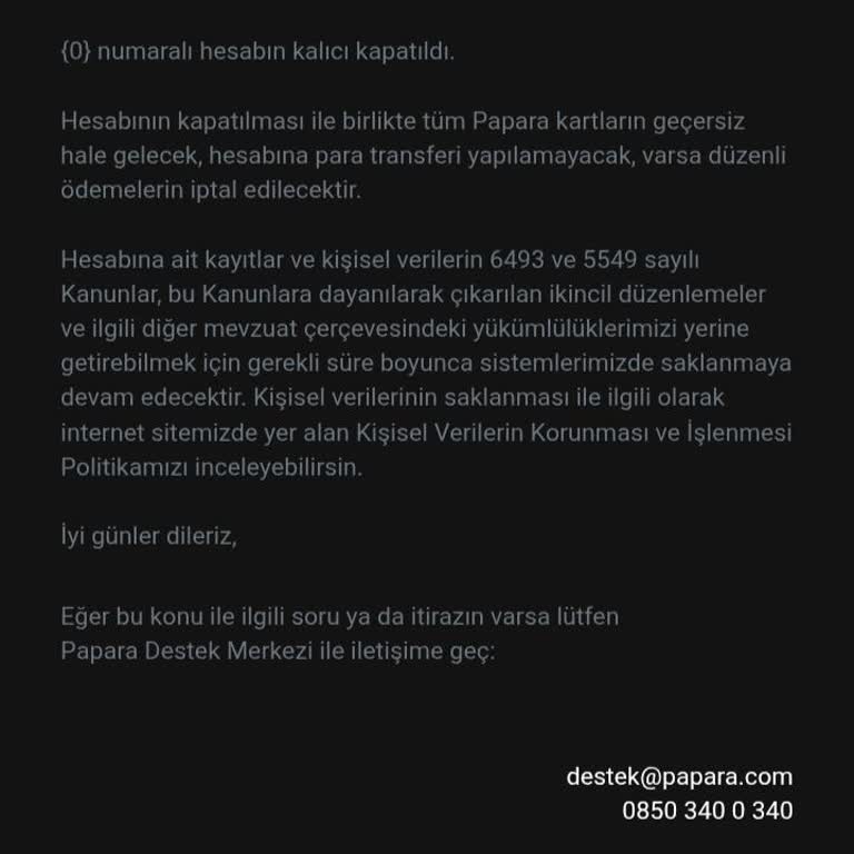 Papara Hesabım Aniden Kapatıldı