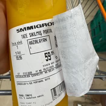 Migros'ta Taze Portakal Suyu Etiketlerinde Tarih Tutarsızlığı