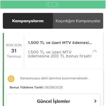 Garanti BBVA MTV Ödemesinde Bonusflaş Yazılım Hatası Nedeniyle Bonusum Yüklenmedi