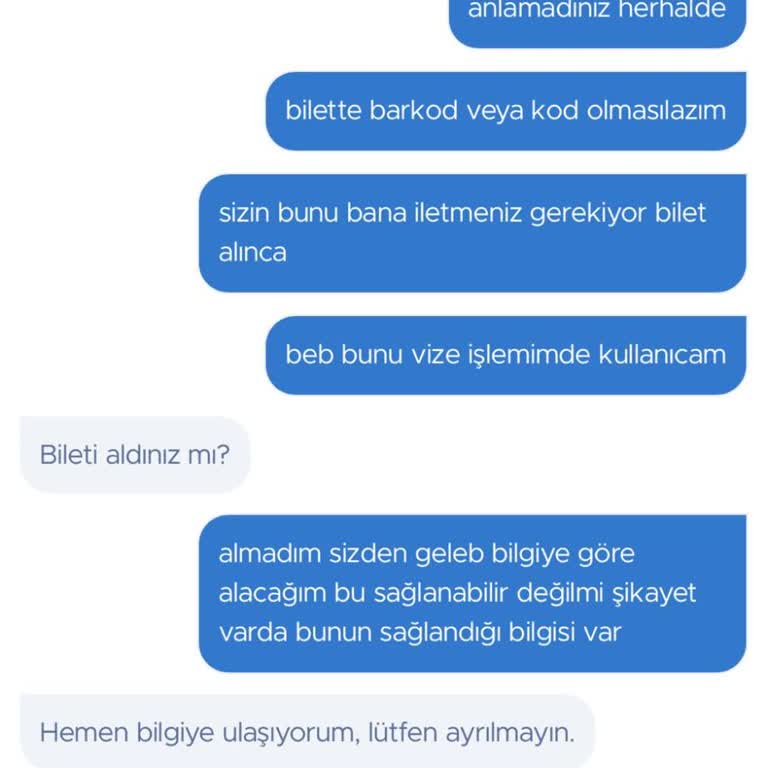 Barkodlu Otobüs Bileti Temininde Ve Müşteri Hizmetlerinde Sorun Yaşıyorum