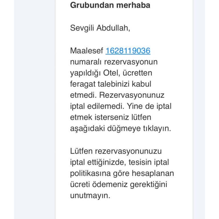 Yanlış Tarihli Rezervasyonun İptal Edilememesi Ve Yetersiz Destek