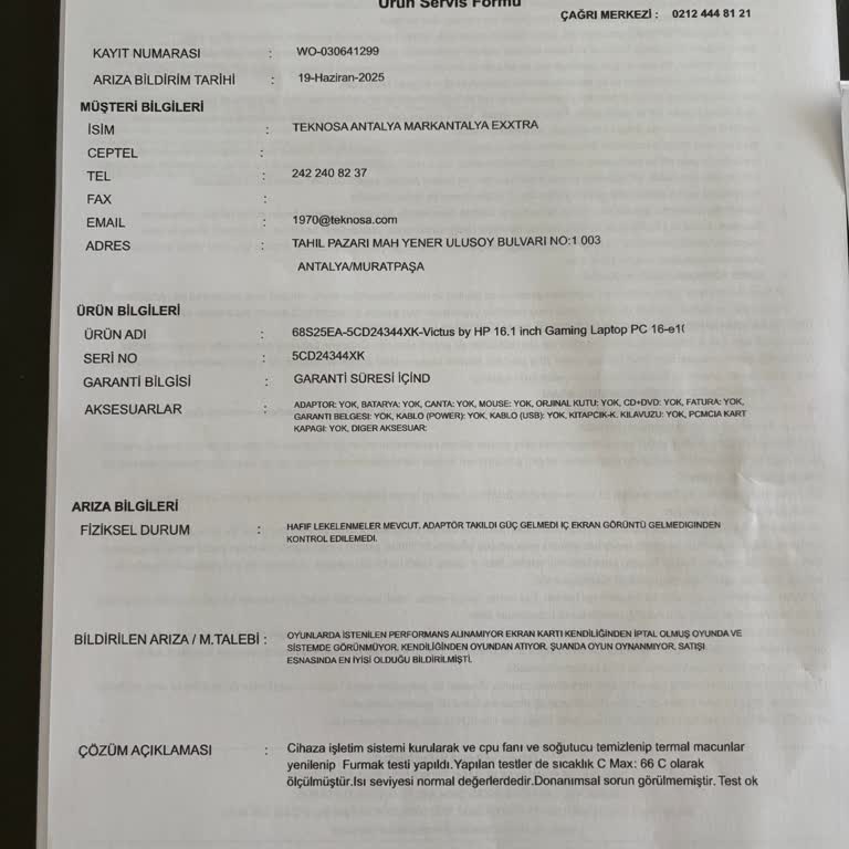 Bilgisayarımın Tamiri Sonrası Sorunum Çözülmedi, İlgisizlik Devam Ediyor