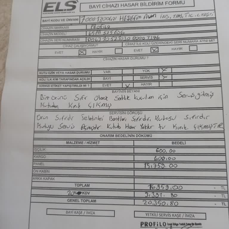 Profilo TV Kurulumunda Kırık Ekran Ve Uzayan Değişim Süreci Mağduriyeti