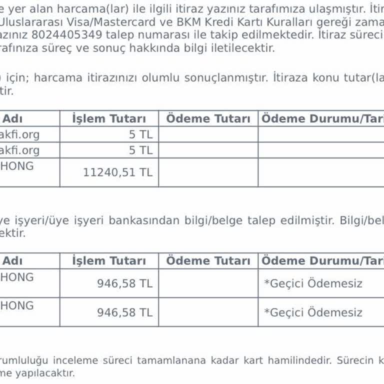 Kredi Kartımdaki İzinsiz Harcama İtirazım Uzun Süredir Sonuçlanmadı