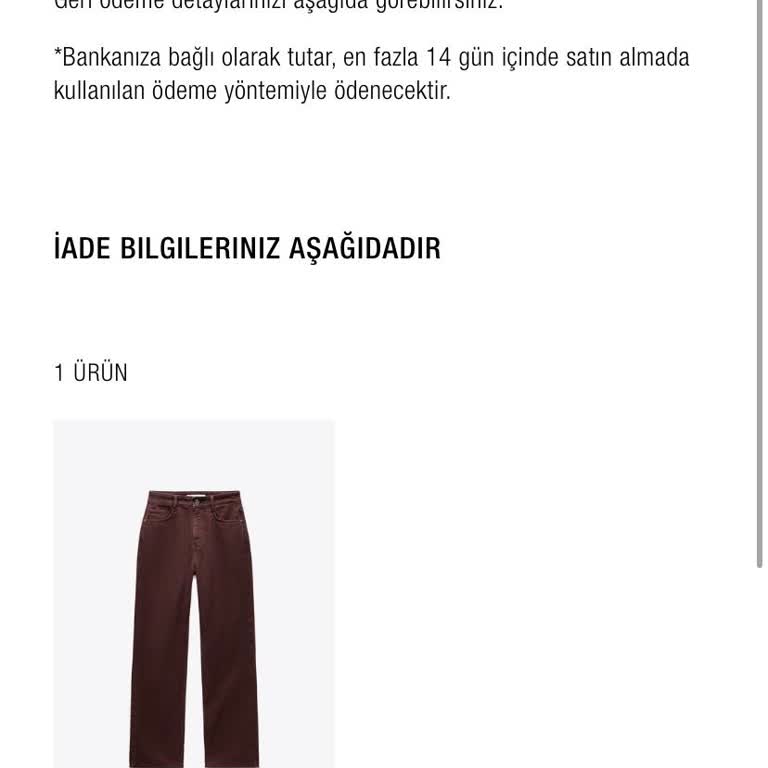 Zara İade Sürecinde Eksik Para İadesi Ve Müşteri Hizmetlerine Ulaşılamıyor