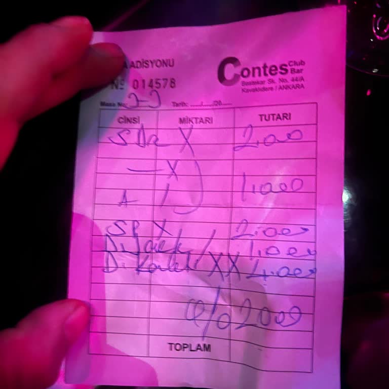 Contes Club Bar Fazla Ücret Alındı Fiş Verilmedi!