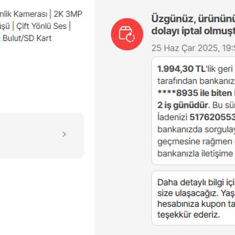 Onayım Olmadan İptal Edilen Sipariş Ve Fiyat Farkı Talebi