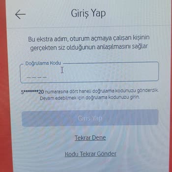 Bilgisayardan Vodafone Yanımda'ya Girişte Kod Gönderilmiyor
