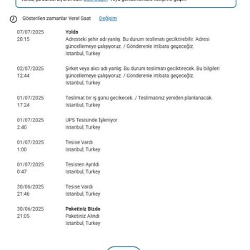 UPS Kargo Teslimatında 9 Gündür Çözülmeyen Mağduriyet