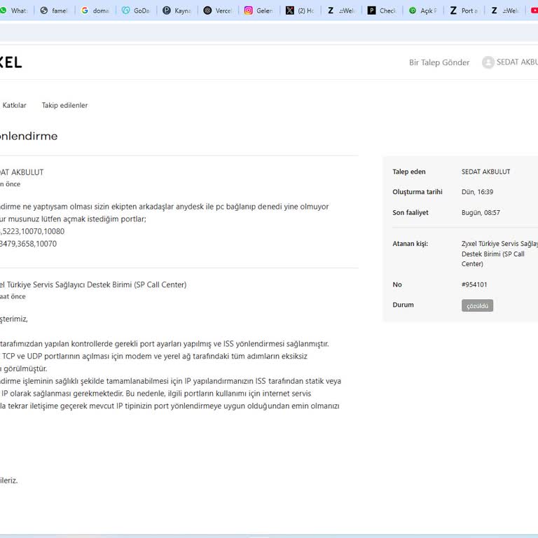 Port Yönlendirme Sorunu Ve Yetersiz Destek