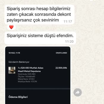 Sipariş Verilen Masanın Teslim Edilmemesi Ve İade Taleplerine Cevap Alınamaması