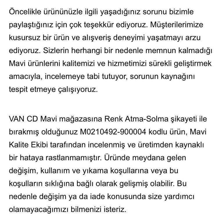 Mavi Gömlekte Kısa Sürede Renk Solması Ve Kumaş Yıpranması Yaşadım