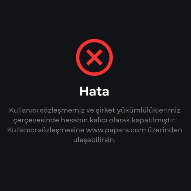 Papara Sebepsiz Askıya Alınan Para Hesabımın Açılmasını Talep Ediyorum