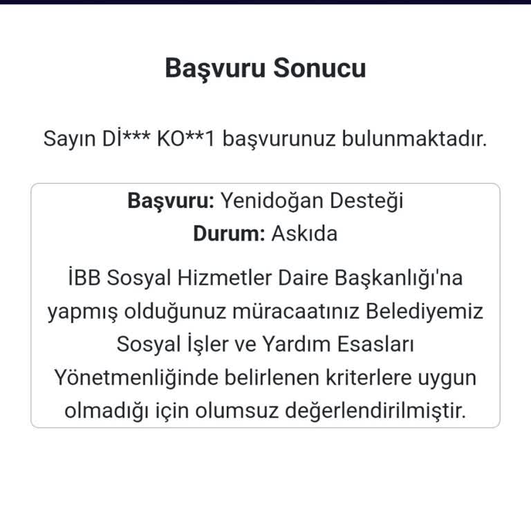 Yenidoğan Paketi Başvurumun Haksız Şekilde Reddedilmesi