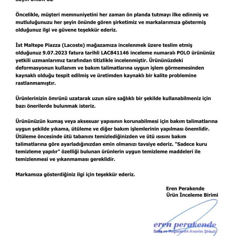 Lacoste Polo Tshirtte Aşırı Çekme Ve Yetersiz Ürün İnceleme Süreci