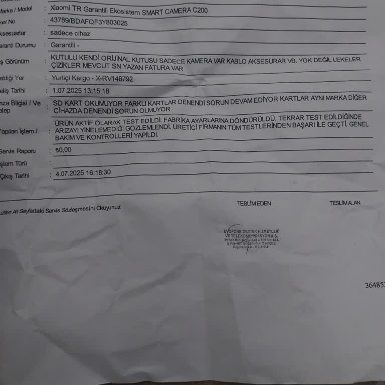 Smart C200 Kamerada SD Kart Okuma Sorunu Ve Yetersiz Servis