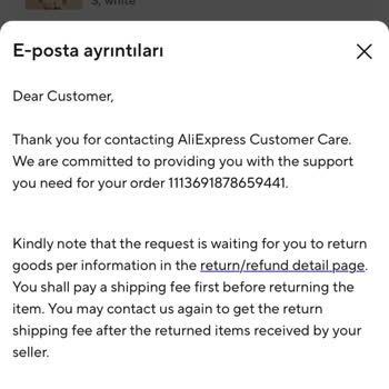 Aliexpress İade Sürecinde Yüksek Kargo Ücreti Mağduriyeti