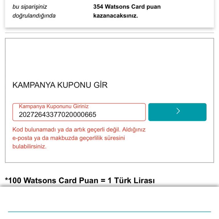 Watsons İndirim Kodum Süresi Dolmuş Olarak Görünüyor Kullanamıyorum