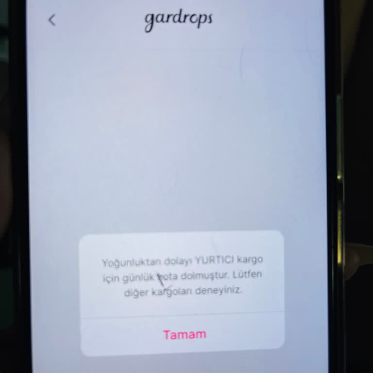 Gardrops Üzerinden Kargo Kodu Alımında Sürekli Sorun Yaşıyorum