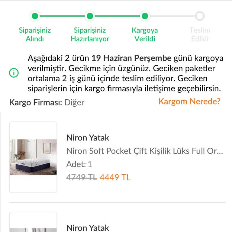 Niron Yatak Sipariş Verilen Yatak Teslim Edilmedi, Müşteri Hizmetleri Yetersiz Kaldı
