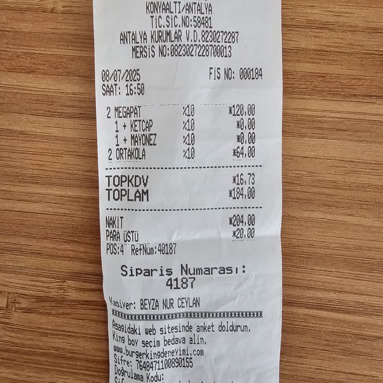 Burger King Antalya Migros AVM'de Yanlış Sipariş Ve Saygısız Davranış