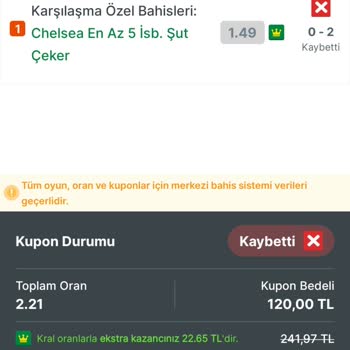 Chelsea Maçında İsabetli Şut Sayısı Yanlış Hesaplandı, Kuponum Haksız Yere Kaybettirildi