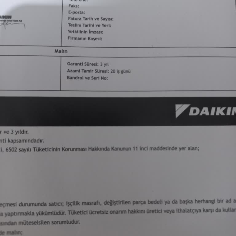 Daikin Kombi Garanti Belgesine Ulaşamama Sorunu