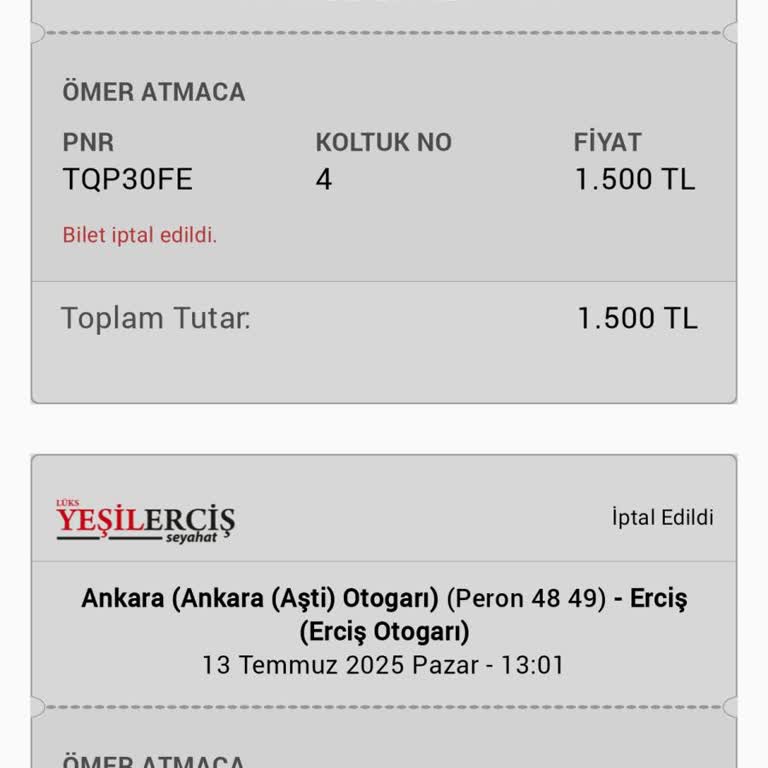 Bilet İptali Sonrası İade Talebim Bankaya İletilmedi