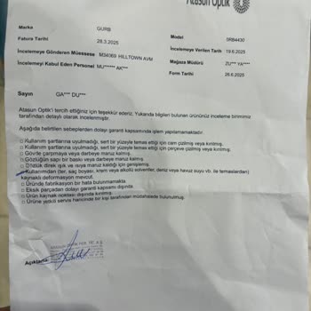 Rayban Gözlükte Erken Deformasyon Ve Sorumluluğun Reddedilmesi