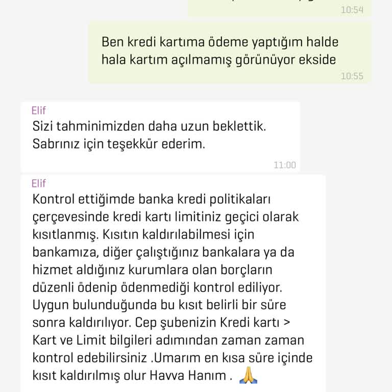 Ödenen Borca Rağmen Kredi Kartım Ve Limitim Hala Açılmadı