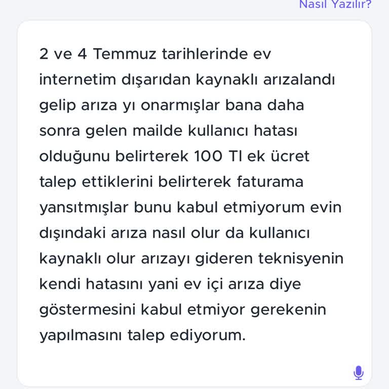 Dış Kaynaklı İnternet Arızası İçin Haksız Ücret Talebi