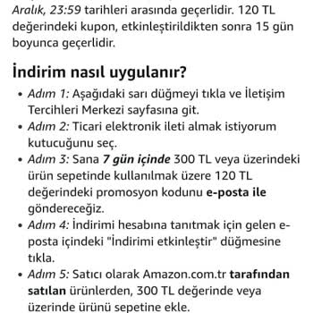 Amazon Kampanyası Kuponu Tanımlanmadı, Sorunum Çözülmüyor