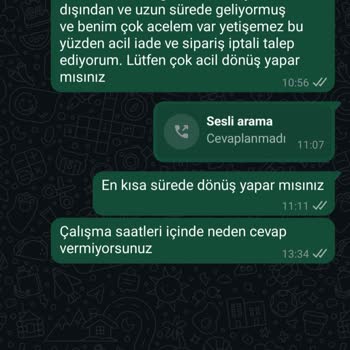 İptal Ve İade Taleplerime Yanıt Alamıyorum, İletişim Kurulamıyor