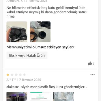 Siparişimin Boş Kutu Olarak Gönderilmesi Ve Mağduriyet