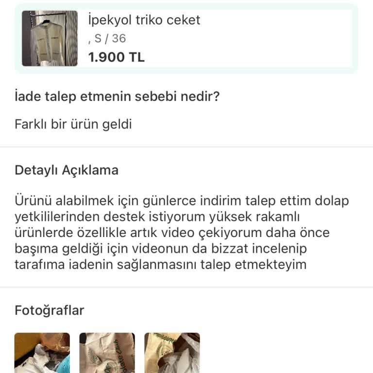 Dolapta Yanlış İade Sonucu Ürünüm Yerine Yırtık Tshirt Geldi Mağdur Oldum