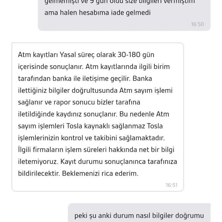 Tosla Kartıma Yatırdığım Para Hesabıma Geçmedi, Mağdur Edildim