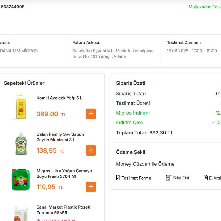 Migros Sanal Market Siparişim Eksik Ve Bilgilendirme Yapılmadan İptal Edildi