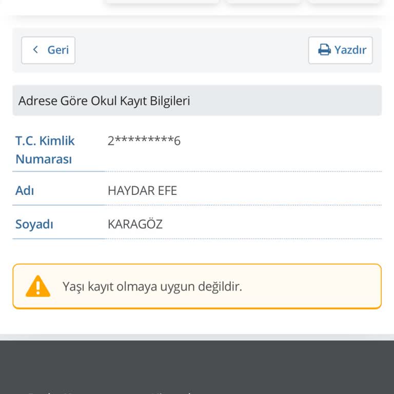E-Okul Kayıt Uygunluğu Hatası Nedeniyle Kayıt Yapılamıyor