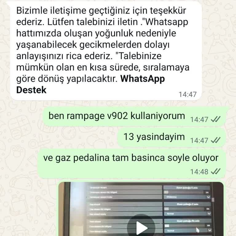 Rampage V902 Direksiyon Setinde Gaz Pedalı Sorunu Ve İlgisiz Destek