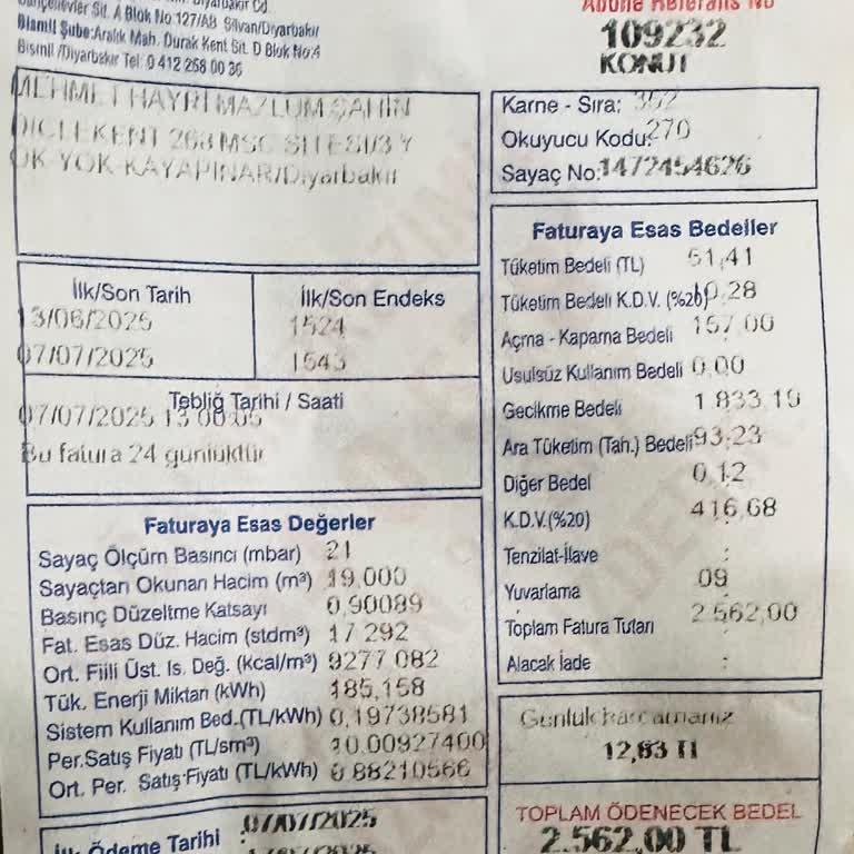 Faturada Anlaşılmaz Tutarlar Ve Yüksek Gecikme Bedeli