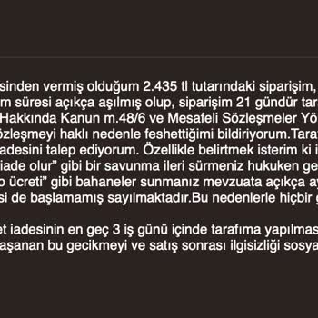 Teslim Edilmeyen Ürün Ve Geciken İade: Mağduriyetimin Giderilmesini Talep Ediyorum