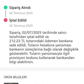 İptal Edilen Ürünün Ücret İadesi Yapılmadı, Destek Alamıyorum
