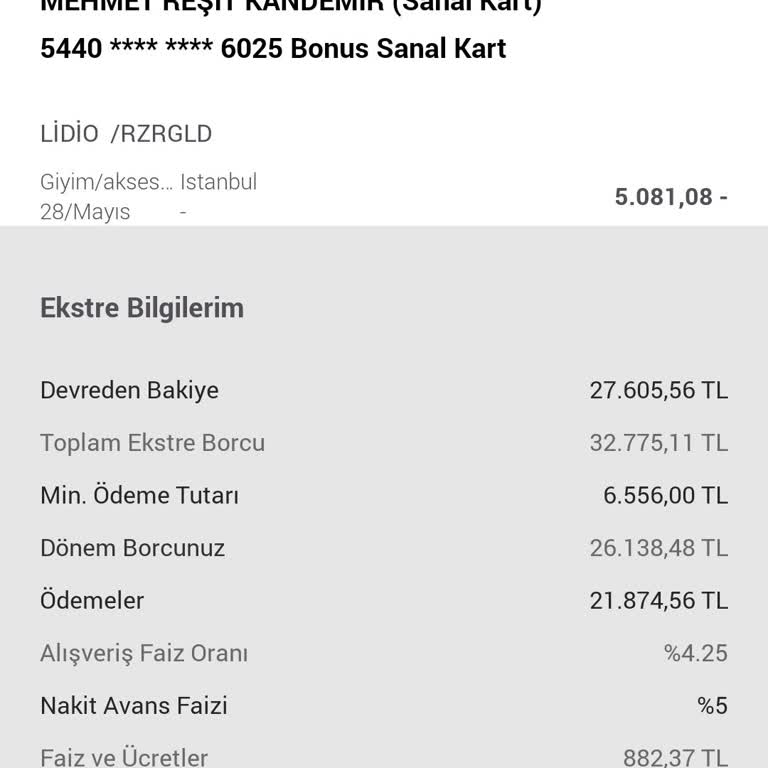 Bilgim Dışında Sanal Karttan Yapılan Harcama Ve Mağduriyetimin Giderilmemesi